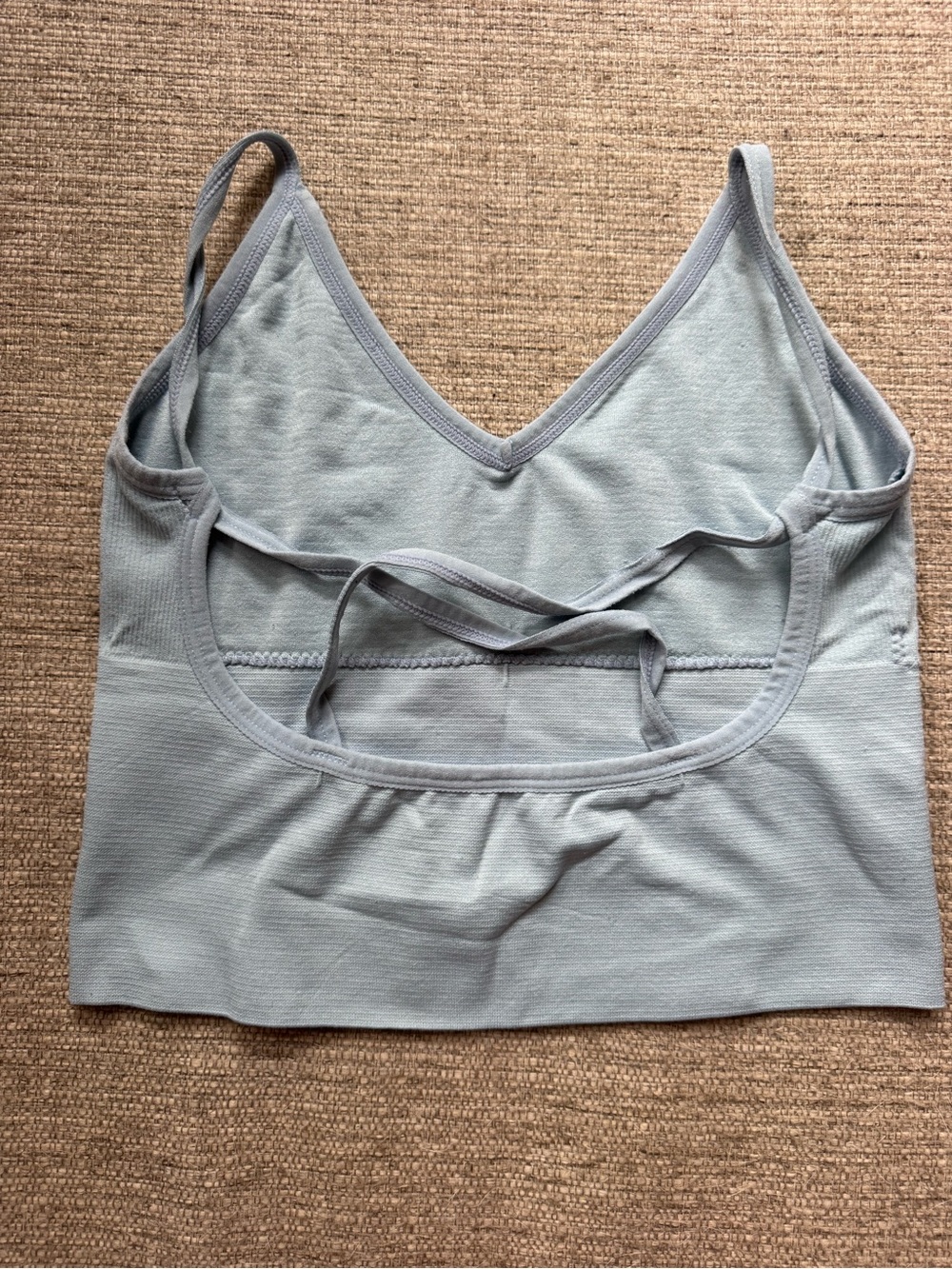 Light Blue V-Neck Ribbed Tank Top - Picture 2 of 2